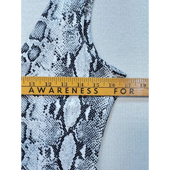 Lulus Womens Wildlife Black and White Snake Print Bodysuit Size L Sexy Chic - Picture 13 of 13